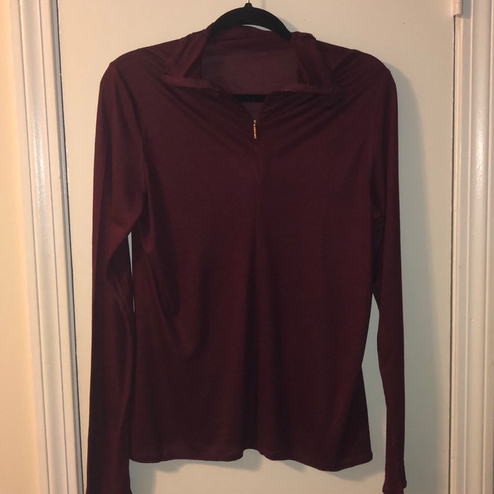 Tory Burch Sheer Maroon Blouse